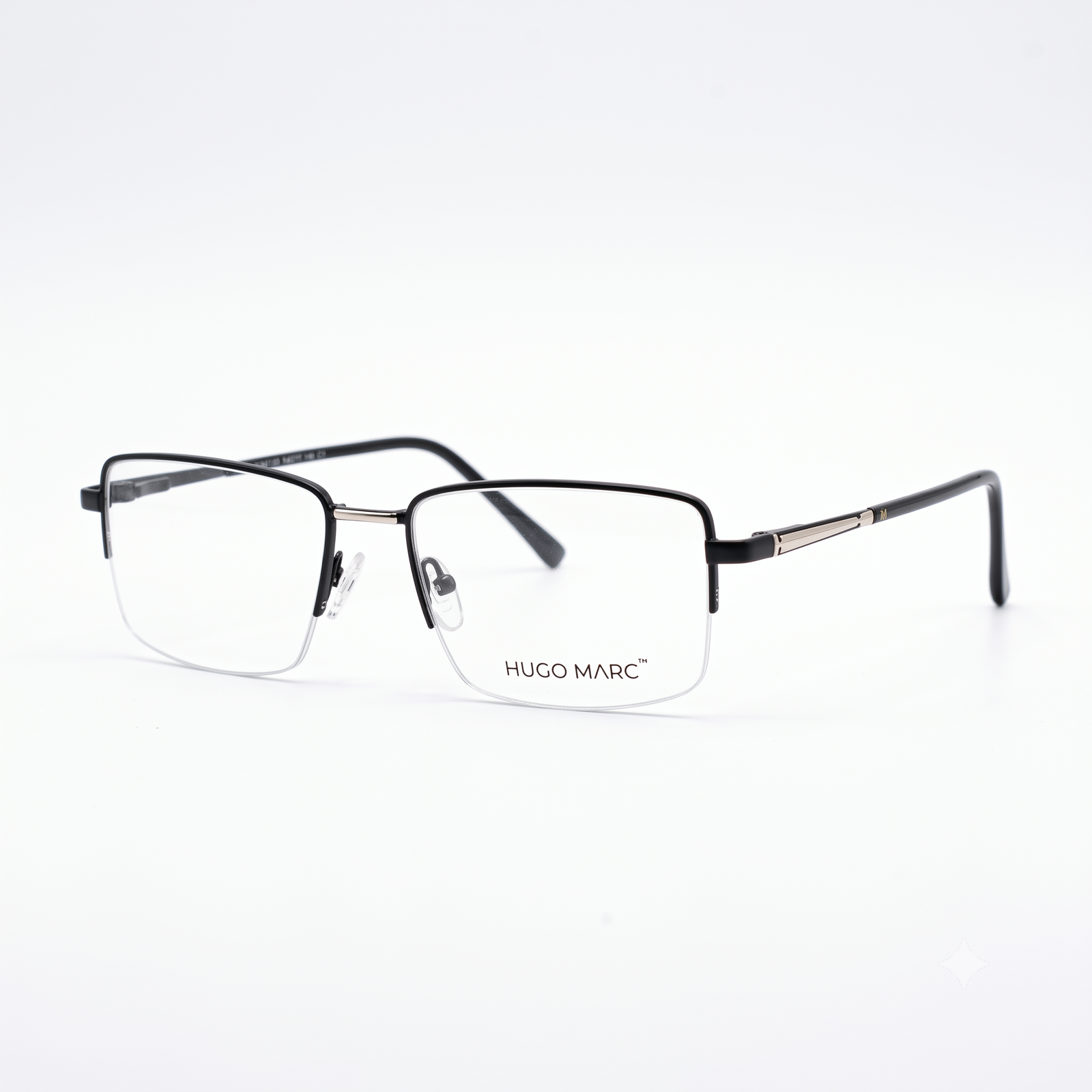 Hugo Marc HM-2120 rectangular semi-rimless metal eyeglasses for men