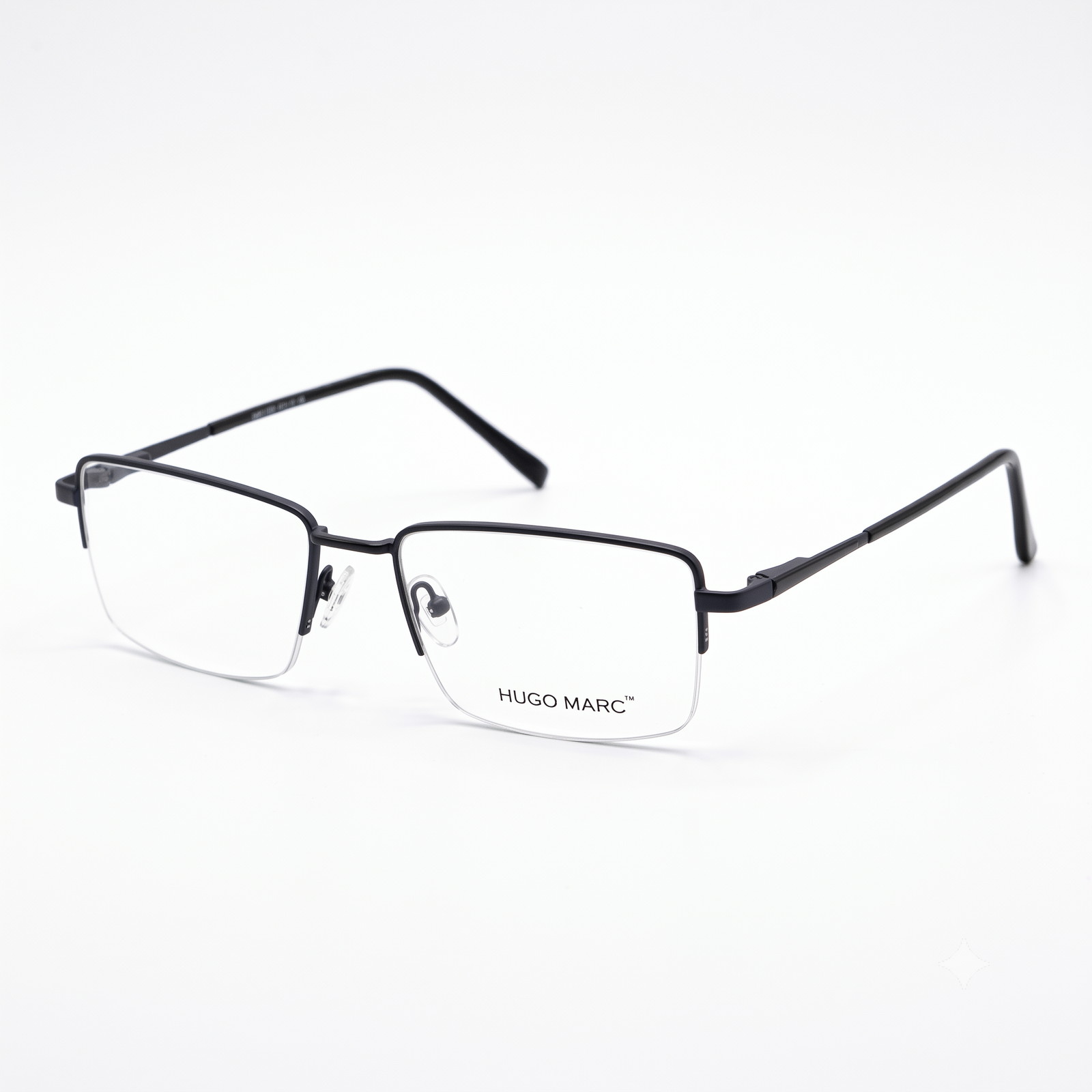 Hugo Marc HM-2120 rectangular semi-rimless metal eyeglasses for men