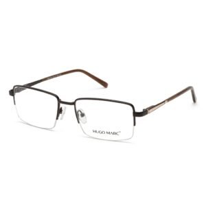 Hugo Marc HM-2120 rectangular semi-rimless metal eyeglasses for men