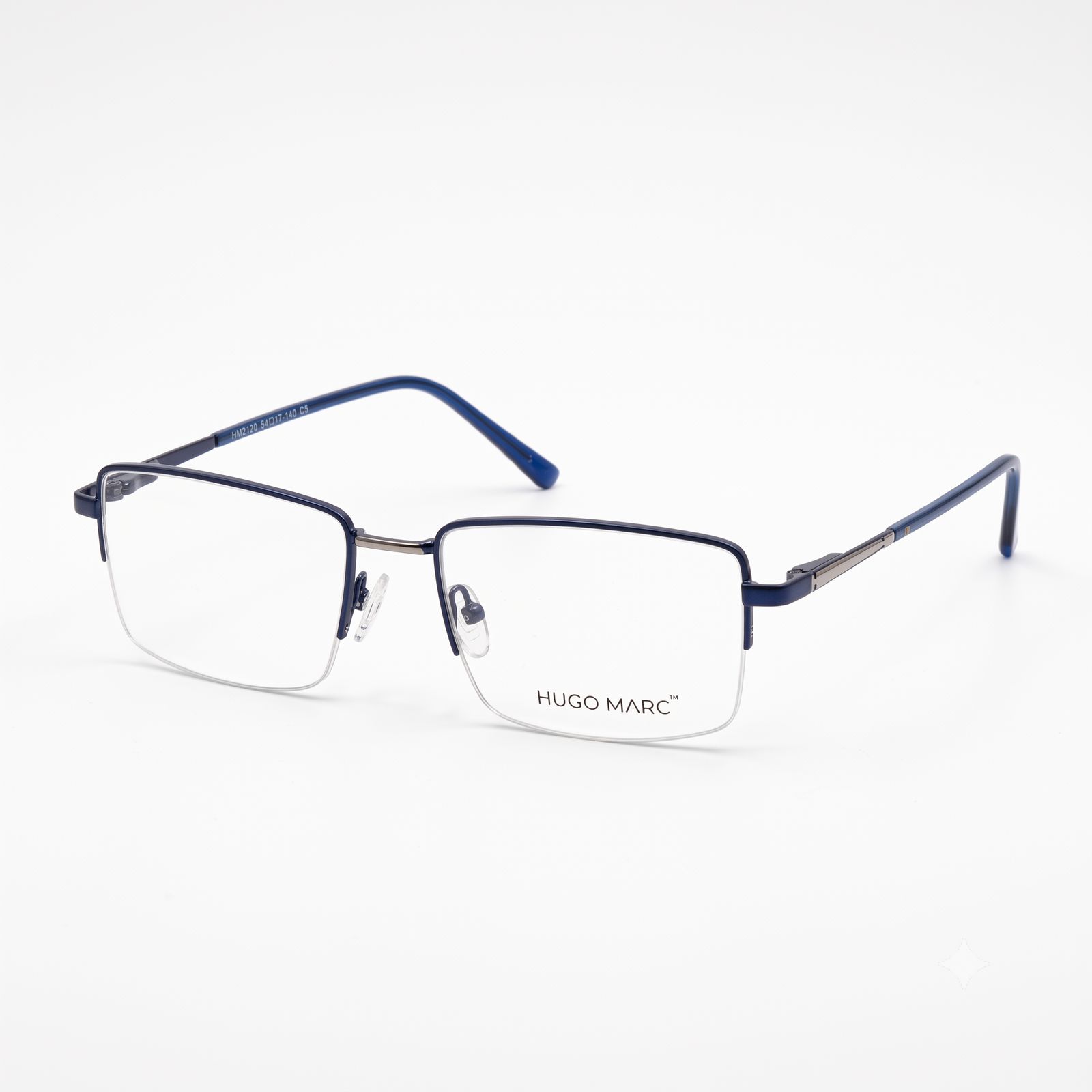 Hugo Marc HM-2120 Semi-Rimless Rectangular Metal Eyeglasses for Men - Image 2