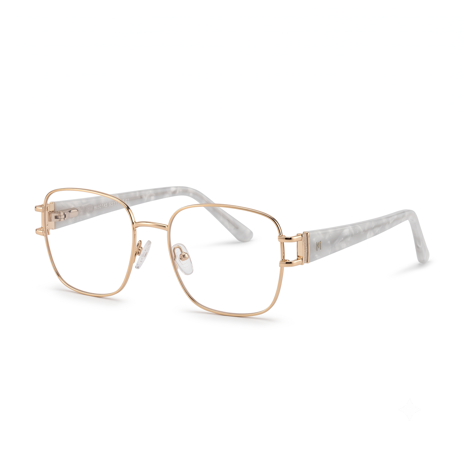 Hugo Marc HM-2141 Women’s Square Metal Eyeglasses – Premium Patterned Temple Frame