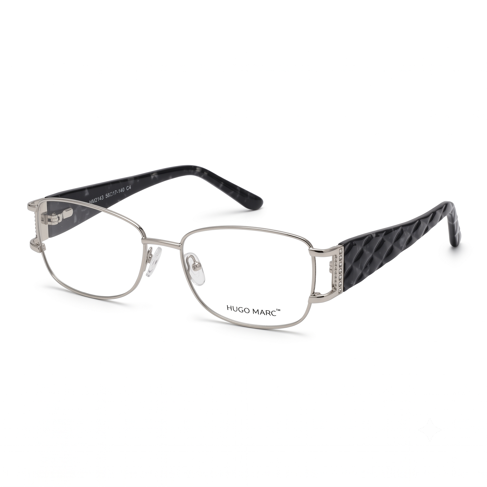 Hugo Marc HM-2143 Women’s Rectangular Metal Eyeglasses – Textured Temple Designer Frame