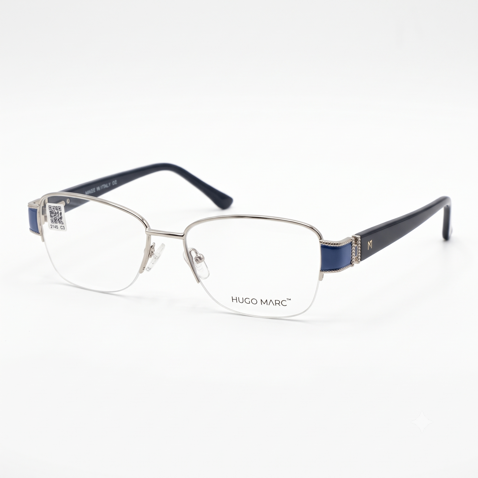 Hugo Marc HM-2145 Women’s Semi-Rimless Rectangular Eyeglasses – Elegant Metal Frame - Image 2