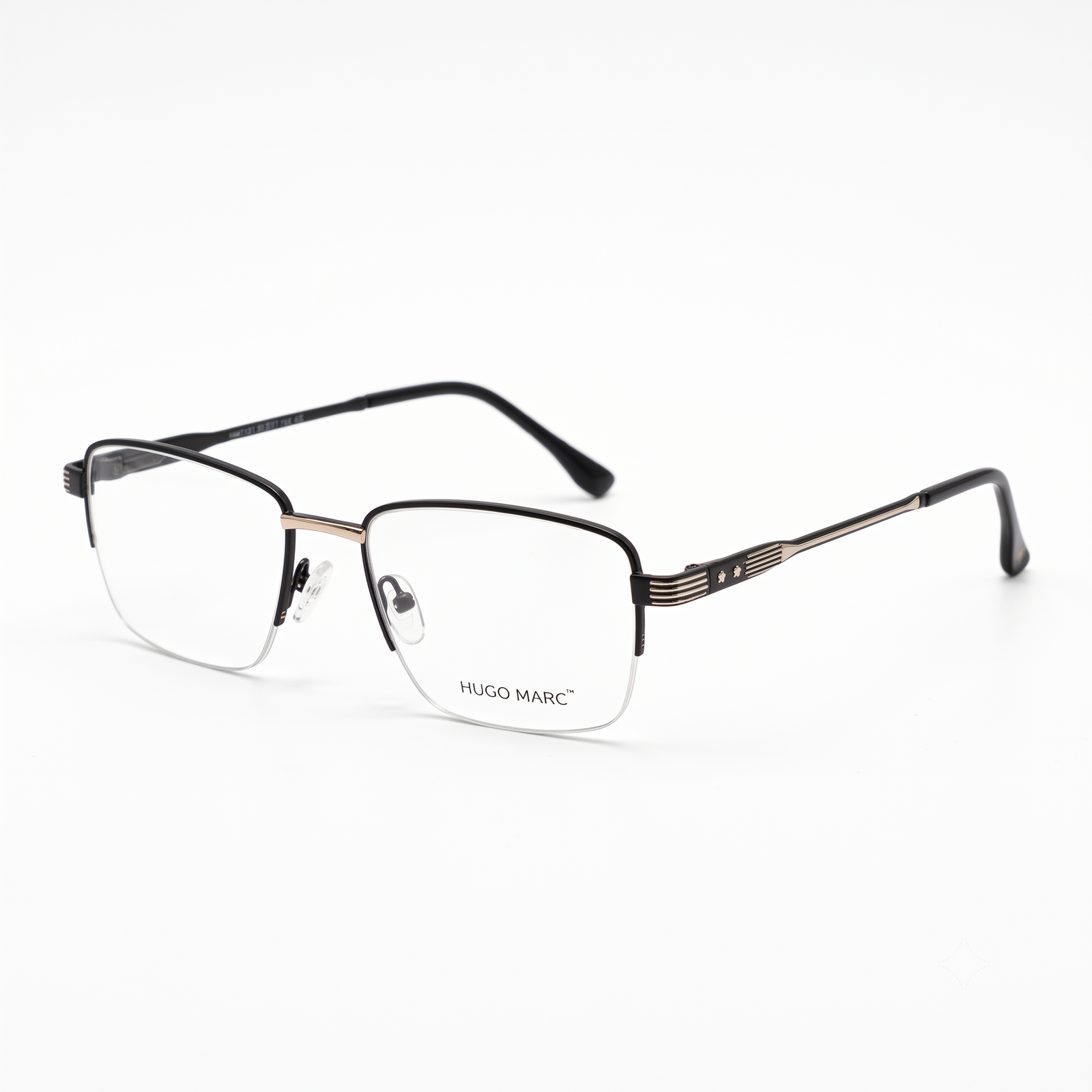 Hugo Marc HM-2163 Men’s Rectangular Semi-Rimless Eyeglass Frame - Image 3
