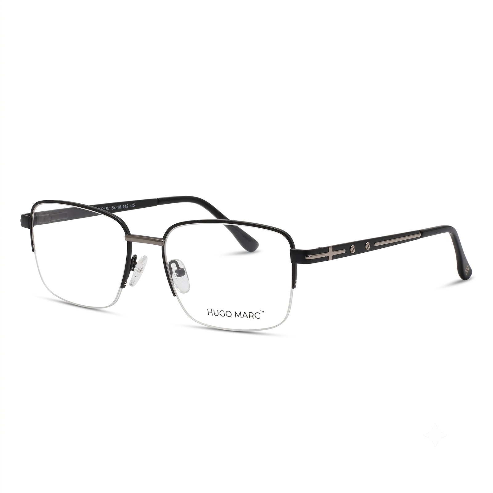 Hugo Marc HM-2167 Men’s Rectangular Semi-Rimless Eyeglass Frame - Image 4
