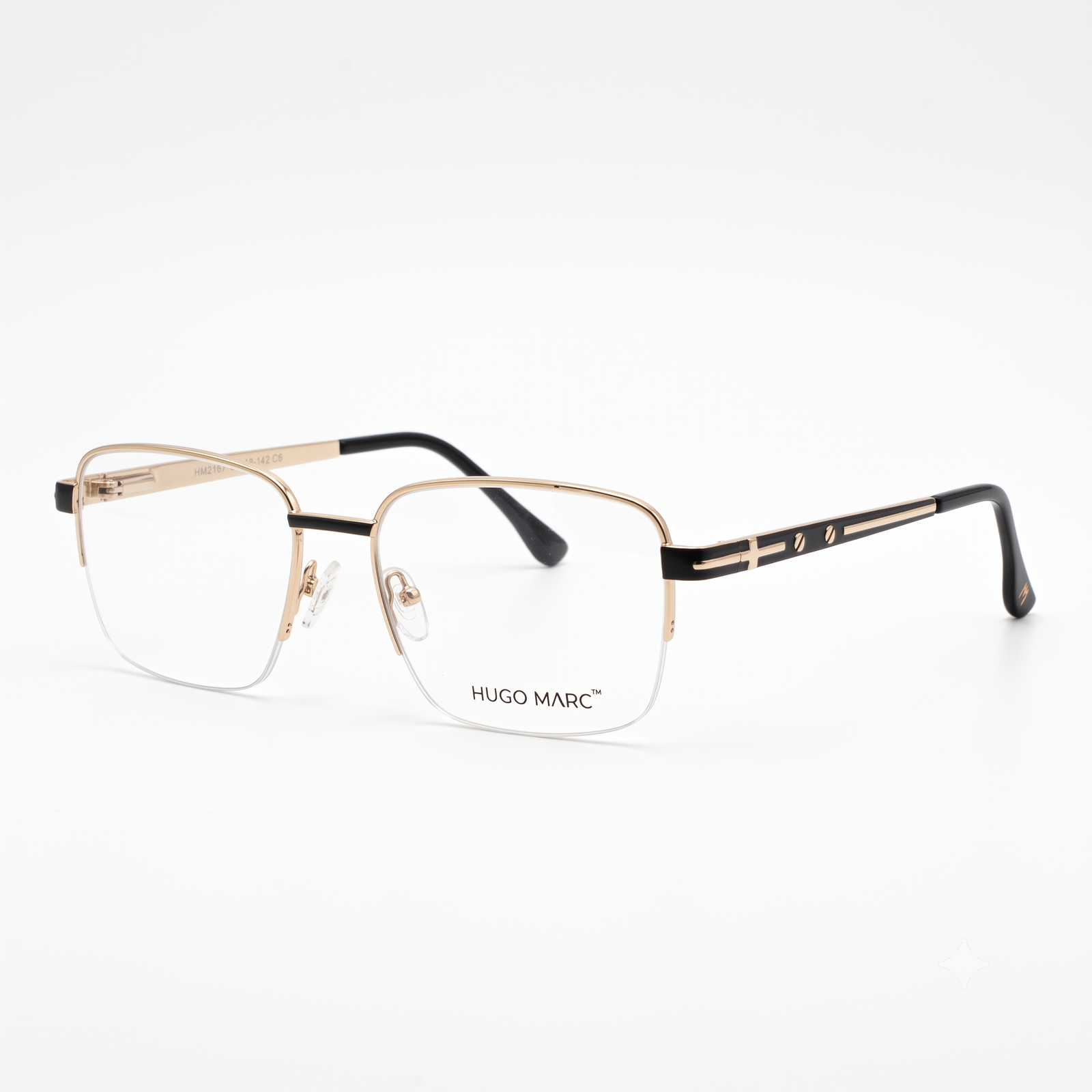 Hugo Marc HM-2167 Men’s Rectangular Semi-Rimless Eyeglass Frame - Image 2