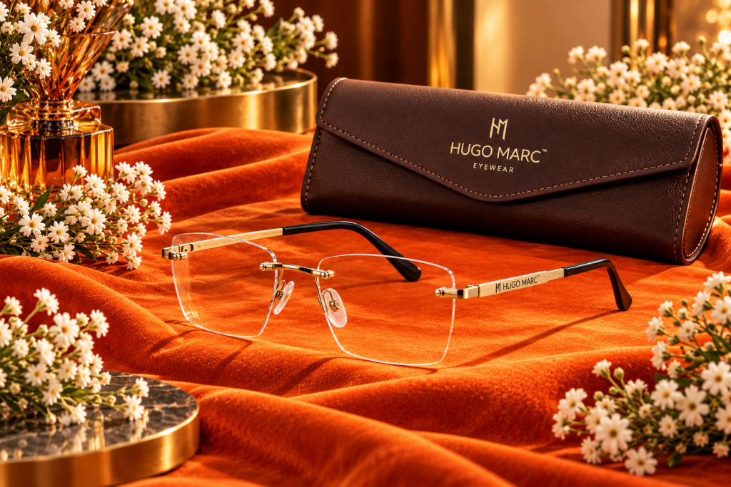 Hugo Marc ke minimal rimless eyeglass frames